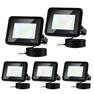 Tubiaz Éclairage de sécurité, 5PCS 50W Projecteur LED Extérieur 4250LM Spot LED Extérieur Puissant, 3000K Blanc Chaud IP66 Etanche, Sécurité Spot led pour Stades, Usines, Parking (Sans prise) (3Top-EU, neuf)