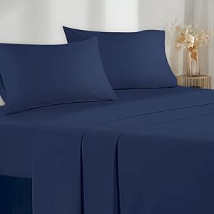 Parure De Lit 120x190/200 3 Pièces en Microfibre - Drap Housse 120x200 cm - Drap Plat 1 Personne 180x280 cm - 1 Taie d'oreiller 50x80 - Haute Qualité -Bleu (WANGHOUYUYU, neuf)