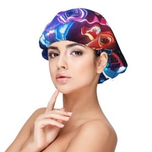 Bonnet de nuit en satin doux pour femme – Imprimé renard, oiseau, hibou, ours, lapin, réglable et respirant, idéal pour l'heure du coucher, le soin des cheveux et le sommeil confortable, noir, 1 (yanbingbingbing, neuf)