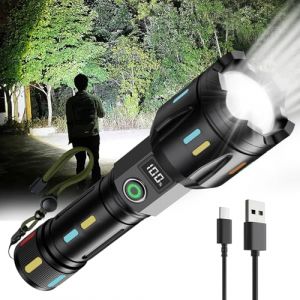 K Kasonic Lampe de Poche LED Rechargeable, Torche Portative USB avec Zoom, Lampe de Secours avec Indicateur de Batterie, Lampe de Camping pour la Randonnée et les Promenades avec Chien (CostechUK, neuf)