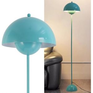 Alpinaluz Lampadaire en Acier avec Abat-jour Bomb&eacute; &ndash; Style Scandinave et R&eacute;tro &ndash; &Eacute;clairage Indirect vers le Bas &ndash; Douille E27 &ndash; Interrupteur au Pied &ndash; Pour Salon ou Chambre (Turquoise) (ALPINALUZ, neuf)