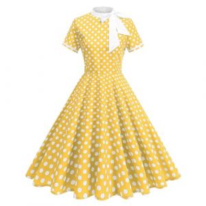 G&eacute;n&eacute;rique Femmes Robe Annee 50 60 40 Vintage Pin Up Retro &eacute;L&eacute;Gante Mariage Cocktail Soir&eacute;E F&ecirc;Te C&eacute;R&eacute;Monie D&eacute;Contract&eacute;E Fronc&eacute; &agrave; Volants Robe Rockabilly Femme Pin Up (qiaoxiahe, neuf)
