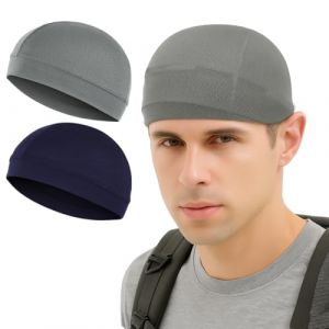 2 Pcs Bonnet Casque, Casquette de Cyclisme sous Casque, Sports Bandana Casquette, Bonnet d'&eacute;t&eacute; Bonnet de V&eacute;lo, Doublure de Casque, pour Cyclisme Course Moto Course &agrave; Pied Ski (Bleu+Gris) (QUQU JIANING, neuf)