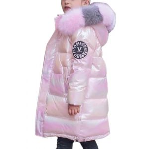 WIEAYUMEI Fille Manteau Longue Epais Blouson &agrave; Capuche Doudoune Chaud Veste Enfant Hiver Fourrure Matelass&eacute; Parka V&ecirc;tements de Ski Rose 5-6 ans (WIEAYUMEI, neuf)