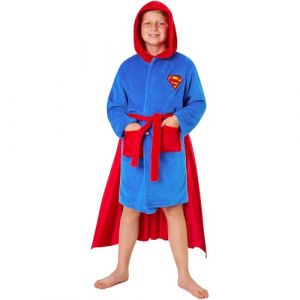 DC Comics Superman Peignoir avec Cape Enfant Gar&ccedil;on, 5-14 Ans, Peignoir Capuche en Polaire Douce, Super H&eacute;ros Cadeau Gar&ccedil;on (7-8 Ans, Bleu/Rouge) (Get Trend., neuf)