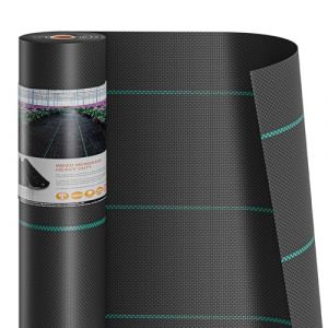 Dripex 4m x 10m Toile de Paillage, Tissu de Lutte Contre Les Mauvaises Herbes, Membrane de Jardin en Fibres de Polypropylène Tissées Anti-UV 90g/㎡, Geotextile, Tissu Perméable à l'eau, Noir (BongBang Town, neuf)