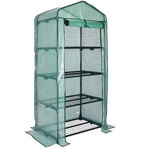 GARDEBRUK® Serre de Jardin Plastique 4 étagères Porte Enroulable Protection Serre Tomate hivernage légume Plante Fleur semis Balcon 158x49x69cm (DEUBA-FR, neuf)