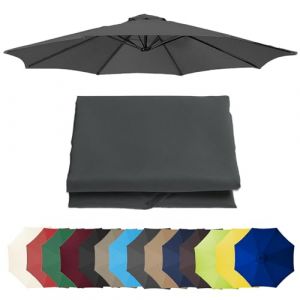 Auvent De Rechange Pour Parasol 3.0m/3.50m, 6 Baleines/8 Baleines Toile De Rechange Pour Parasol Déporté, Dessus De Parapluie De Remplacement Pour Parasol De Jardin Terrasse Plage(Gray,300CM/6 RIBS) (Lzb ymx, neuf)
