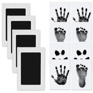 LACHT Kit Empreinte Bébé 4 Pcs Avec 8 Feuilles De Papier Cartonné Blanc Imprimé – Empreinte Main Pied Bébé Sans Encre, Clean Touch, Nouveau-Né Souvenir Cadeau, Kit Pour Empreinte Animaux (candy27seven, neuf)