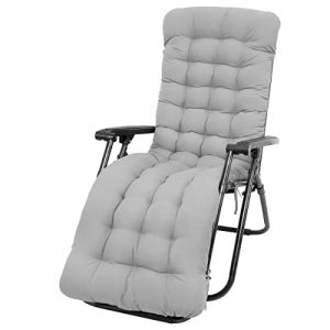 Jokapy Coussin de Chaise Longue Bain de Soleil, Coussin Transat Jardin Exterieur avec Capuche Antid&eacute;rapante, Coussin Matelass&eacute; Chaise Longue &Eacute;pais, Coussin Transat pour Fauteuil Relax Lounge (Gris) (xiangbaoshang, neuf)