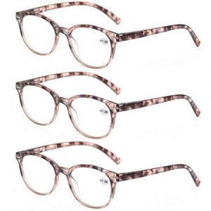 MODFANS Lot de 3 Lunettes de Lecture 1.25 Femme,Lunettes Loupe Monture Legere Branches a Ressort,Lunettes de Vue Ronde 3 Paires Rose (MODFANS-US EYEWEAR, neuf)