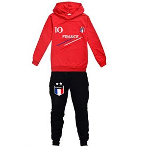Jogging Enfant De Football France 2 étoiles Sweats à Capuche Survêtements garçon Screenprint Hoodie - Pulls Garçon 4 6 8 10 12 14 16ans (Red,3ans) (Forlcool001, neuf)