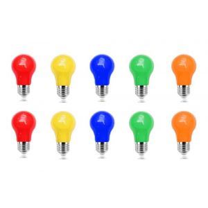 ZFQ Ampoule Colorée E27, 3W LED Ampoules Couleur, Ampoules LED de couleurs Mélangées,Rouge Jaune Bleu Vert Orange,pour Guirlande Colorée Halloween Décoration de Fête de Noël (ZFQ, neuf)
