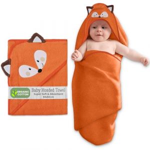 Mother's Choice Poncho pour bébé avec capuche – 84 x 84 cm, ultra doux et absorbant pour nouveau-nés, nourrissons, motif renard orange 3D (Mother's Choice Baby, neuf)