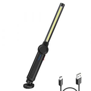 Lampe de Travail LED Rechargeable avec Aimantée et USB Rotation à 360 degrés, Lampe Inspection LED Rechargeable, Lampe D'inspection pour Atelier de Ménage Camping en Plein Air Randonnée (Noir-Z) (BXooo, neuf)