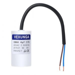 VEXUNGA CBB60 AC Condensateur 4uF 450V Condensateurs de Démarrage Moteur Volet Roulant 4MFD 450VAC SH 35x68MM 50/60Hz Avec Fil pour Pompe Piscine (VEXUNGA-FR, neuf)