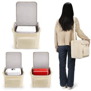 Hzycwgone Sac de Rangement Portable étui de Transport Housse pour Mini Frigo Petit Frigo 4L/6 Canettes,pour Mini Réfrigérateur Voiture,Cosmetique,Chambre,Bureau,Dortoir(Beige) (Hzycwgone-eu, neuf)