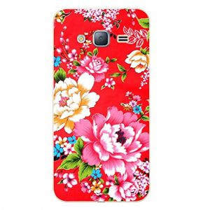 NOVAGO Compatible Samsung Galaxy J3 2016 (J320) Coque en Gel Souple R&eacute;sistant Anti Choc Impression Durable (Fleur Rouge) (NOVAGO-Vendeur PRO fran&ccedil;ais, neuf)