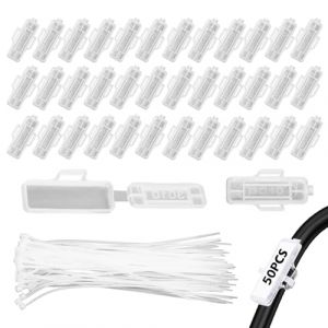 Kit de 50 Pcs Organisateur de C&acirc;bles en Nylon &Eacute;tanche, &Eacute;tiquettes de C&acirc;bles avec Serre-C&acirc;bles Isol&eacute;s Ignifuges pour Marquage, Identification et Organisation Facile des Fils，S&eacute;curit&eacute; applicable (RongHuaDaHui, neuf)