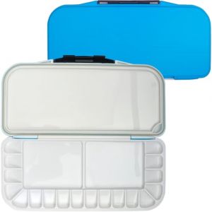 Roellgs Palette de peinture pliable &agrave; 18 puits &ndash; Bo&icirc;te de palette portable pour peinture &agrave; l'aquarelle, peinture &agrave; l'huile/acrylique, m&eacute;lange de peintures et gouache (couleur bleu ciel) (FEISITE, neuf)