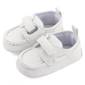 MASOCIO Mocassin Bebe Garcon Chaussures Premier Pas Garçon Bébé Chausson Antiderapante Taille 20 12-18 Mois Blanc (Ortego, neuf)