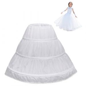 Bellabon Jupon pour Fille Blanc,3 Cerceaux Robes de Mariée pour Enfants,Jupon sous Vêtements pour Filles,Crinoline sous-Jupe Taille Réglable pour Les 2-7Ans (Liuyxuany, neuf)