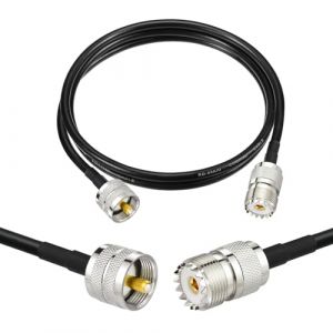 Superbat C&acirc;ble Coaxial RG58 CB PL259 SO239 1m UHF PL259 M&acirc;le vers Femelle 50 ohms Faible Perte pour Radio HAM et CB, Analyseur d'Antenne, Charge Factice, Compteur SWR (Superbat-EU, neuf)