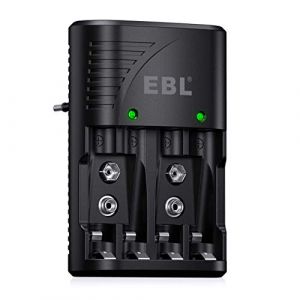 EBL Universel Chargeur Direct de Piles Rechargeables AA, AAA et 9V, Rapide Chargeur 6802 pour AA AAA NI-MH Piles Rechargeables et 9V Piles Rechargeables avec Indicateur LED, 100-240V Tension Mondiale (EBL Stores, neuf)