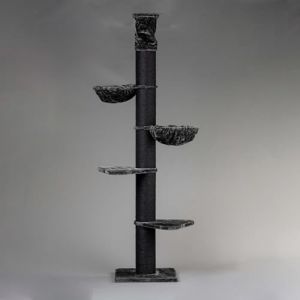 Arbres à Chat RHRQuality pour Grands Chats - Maine Coon Tower Plus – 235 à 255 cm de Haut – avec poteaux en sisal Extra épais de 20 cm – Blackline Gris foncé (spécialiste Arbre à chat, neuf)