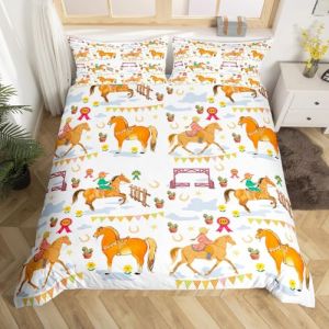 Homewish Housse de Couette 220x240 Fille Chevaux, Parure de Lit Enfant 2 Personnes Cheval de Course, Sets de Housses de Couettes Cow-Girl Occidentale, Couvre Lit Animaux de Ferme Rustiques (Suzhou yiyanyun e-commerce Co., Ltd, neuf)
