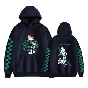 Satdflie Japonais Anime Demon Slayer kamado tanjirou Hoodie pour Les Adolescents Unisex Cosplay Costume décontracté Tendance créatif Pulls Mode Manches Longues pour Noël, Bleu Marin, m (WANHONGYUE, neuf)