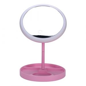 Miroir de maquillage de couleur claire, 1200mah USB rechargeable miroir de maquillage avec éclairage, 3 couleurs LED miroir de maquillage, gradation progressive (rose) (Depisuta, neuf)