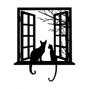 Sticker mural chat noir en vinyle, chats regardant &agrave; travers la fen&ecirc;tre, d&eacute;coration d'int&eacute;rieur, d&eacute;coration d'int&eacute;rieur pour chambre d'enfant-S-56x66cm-Black (LIUJIAHAO Sticker, neuf)