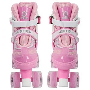 Patins &agrave; Roues Align&eacute;es R&eacute;glablesPatins &agrave; roulettes pour Filles et Enfants de 3 &agrave; 12 Ans avec Roues, 4 r&eacute;glables pour d&eacute;butants, pour d&eacute;butants - Cadeau de No&euml;l et d'anniversaire-M-Rose (Hechheu, neuf)