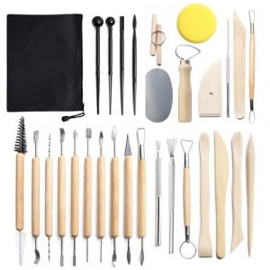 xiaowanwan 30 Pi&egrave;ces Outils Poterie,Outils Sculpture Argile,Outils Modelage Ceramique pour Art de Gaufrage ou DIY Sculpture (Ensemble 1) (Xwanwan Trading, neuf)