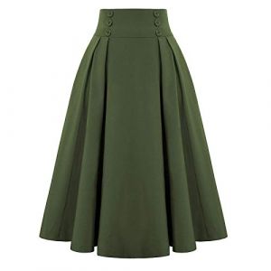 Jupe Ecossaise Femme - Jupe À Carreaux Décontractée À La Mode pour Femmes avec Poches Jupe Plissée Taille Haute Vintage Jupe avec (Army Green-A, XXL) (dongTER, neuf)