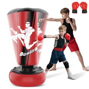 JUOIFIP Sac de Frappe 160cm Gonflable pour Enfants avec Gants de Sac de Boxe Enfants pour la Pratique du MMA, du Karat&eacute;, du Taekwondo et pour soulager l'&eacute;nergie de la Pentec&ocirc;te (AutumnShop, neuf)
