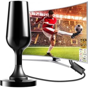 Antenne TV int&eacute;rieur,Antenne TV Int&eacute;rieur Puissante TNT HD 2026, Antenne TNT Int&eacute;rieur Amplifi&eacute;e pour T&eacute;l&eacute;viseur Intelligent, antennes TNT 4K 1080P pour Cha&icirc;nes Locales, Base Magn&eacute;tique, C&acirc;ble 3m (DTB TECH, neuf)