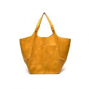 NICOLE & DORIS Sac Cabas Femme Sac de Shopping élégant Sac Fourre Tout Grand Sac à Bandoulière Classique Vintage Sac Epaule en Cuir Souple Grand Sac a Main Pliable Jaune (LOTSLOT OÜ, neuf)
