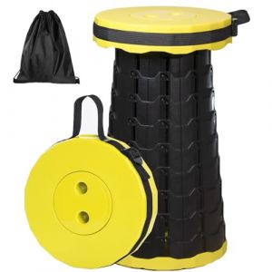 GeeRic Tabouret de Camping Portable, Chaise Pliante rétractable Tabouret de Camping Pliable télescopique Pliable pour la pêche en Plein air randonnée Jardinage BBQ Jaune (GeeRicDirect, neuf)