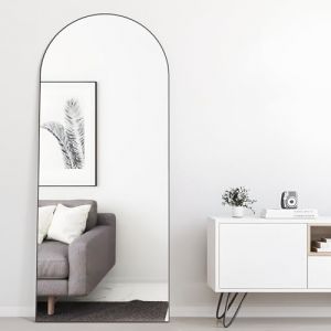Elemango Miroir de Sol bombé - 165 x 60 cm - Miroir Mural Complet avec Cadre en Aluminium - Dessus bombé - À Suspendre ou à s'appuyer - pour Chambre à Coucher, Salon - Noir (ELEMANGO, neuf)