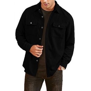 Elegancity Chemise à Veste en Velours Côtelé Bûcheron Homme à Manches Longues Casual Bouton Chemise Veste Regular Fit Deux Poches Noir, XXL (Elegancity, neuf)