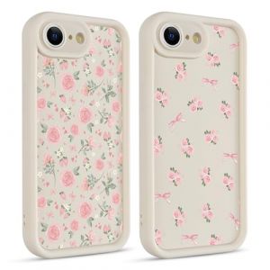 Coiwxmoi 2 Pi&egrave;ces Coque pour iPhone 16e/SE 4/SE 2025 6,1", Aesthetic Fleur Mignon Flower Motif Design &Eacute;tui pour Femmes Fille, Silicone Housse Valentin Valentinstag Cover Case pour iPhone SE 4, Rose (Ian James Craig, neuf)