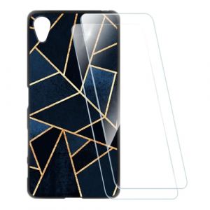 ESCAMOT Coque Imprimée + 2 Protections Verre Trempé Compatible avec Sony Xperia X F5121, Coque Souple Anti-Choc et Film HD Clair (Rayure) (TomCase, neuf)