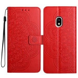LMFULM&reg; &Eacute;tui pour Samsung Galaxy J3 2017 / SM-J330 (5,0 Pouces) PU Magn&eacute;tique Pochette Cuir Housse Fleurs Mandala Impression Rabattable Case Stent Fonction Cover Rouge (LMAZWUFULM, neuf)