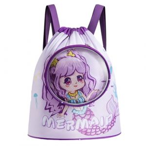 Voici et Voila Sac de Sport à Cordon Sac a Dos Natation Gym Fitness Enfant Fille Garcon Sac Etanche Pisine Plage Pique-Nique Sac de Sport Enfant Vacance (Voici et Voila, neuf)