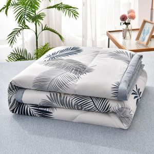 Hiseng Couette 1 Personne en Microfibre, Couette Imprim&eacute;e Imprim&eacute; Floral Simple Reversible pour 4 Saisons, Temp&eacute;r&eacute;e Duvet sans Housse 2 Personnes pour Adulte Enfant (Plume,150x200 cm) (Hiseng, neuf)