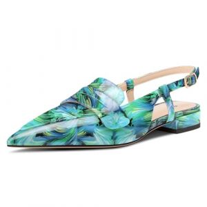 Castamere Femmes Slingback Chaussures Plates Escarpins Bas Talon Heel Ferm&eacute; Pointu Bout Slip-on Loafers Bureau D&eacute;contract&eacute; Chaussures 2 CM Heels Vortex Vert 37 EU (SUNShop, neuf)