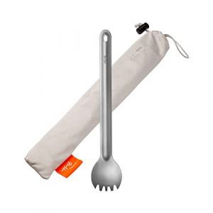 TiTo Titanium Cuill&egrave;re et Fourchette &agrave; Long Manche Ultra L&eacute;ger et Portable Titane Spork Cuill&egrave;re Couverts avec Sac pour Camping Randonn&eacute;e Pique-Nique Ustensiles Cuisine(Sablage Spork) (TiTo Titanium, neuf)