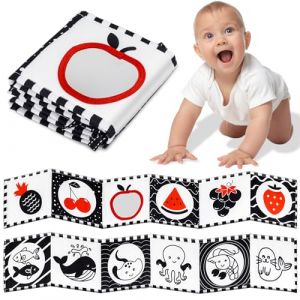 Coicok Livre Noir et Blanc Bébé Montessori, 0-6 Mois Nouveau né Livres d'éveil, Livre Tissu Bébé, Jouet Sensoriel Eveil Bébé, Livre Doux Froissé Livre, pour Lit Bébé Landau (homtos-UK, neuf)